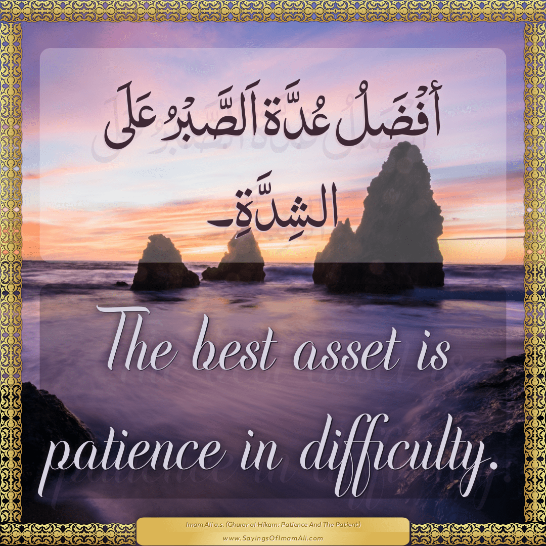 The best asset is patience in difficulty.